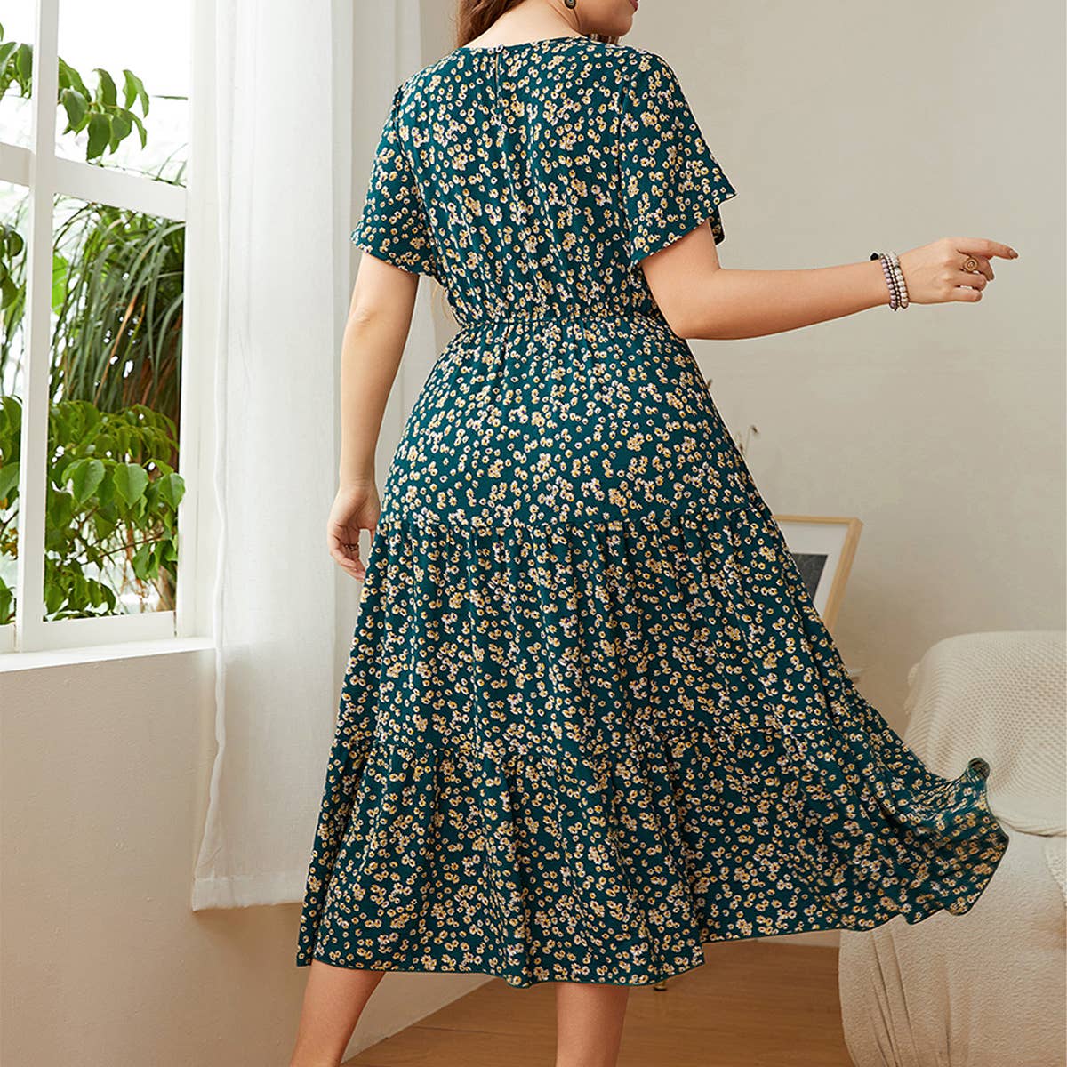 2025 LOOSE FLORAL DRESS PLUS SIZE CASUAL FIT_CWDMD5961