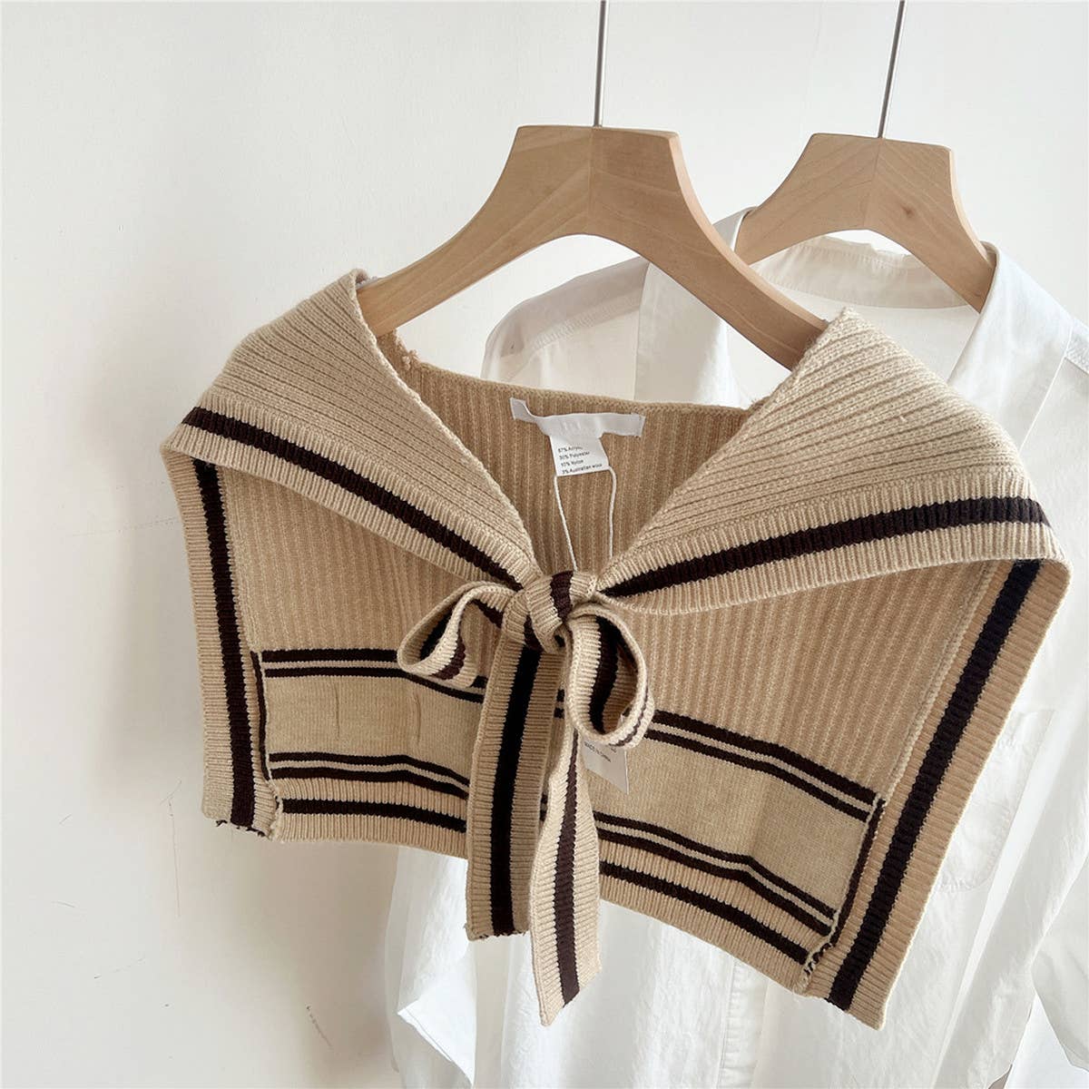 KNIT KNOT SHAWL STRIPED COLLAR WRAP FOR WOMEN_CWASC0848