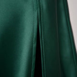 HIGH WAIST SATIN SKIRT SOLID COLOR SLIT LONG SKIRT_CWBSS0400