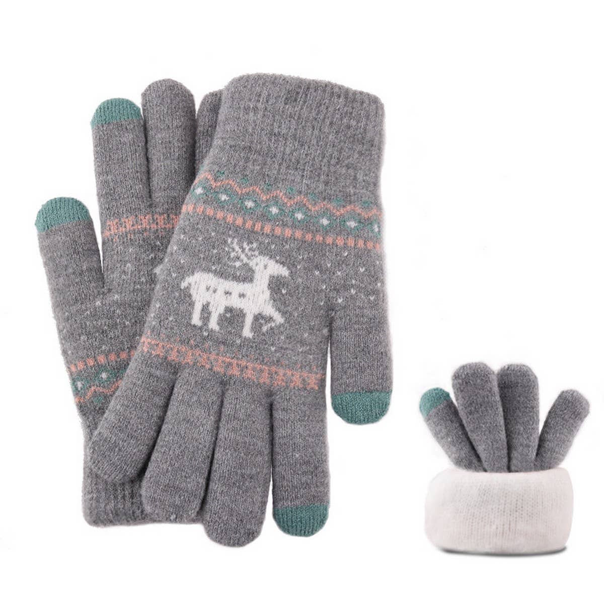 NEW JACQUARD DOUBLE LAYER DEER TOUCH SCREEN GLOVES_CWAG0239
