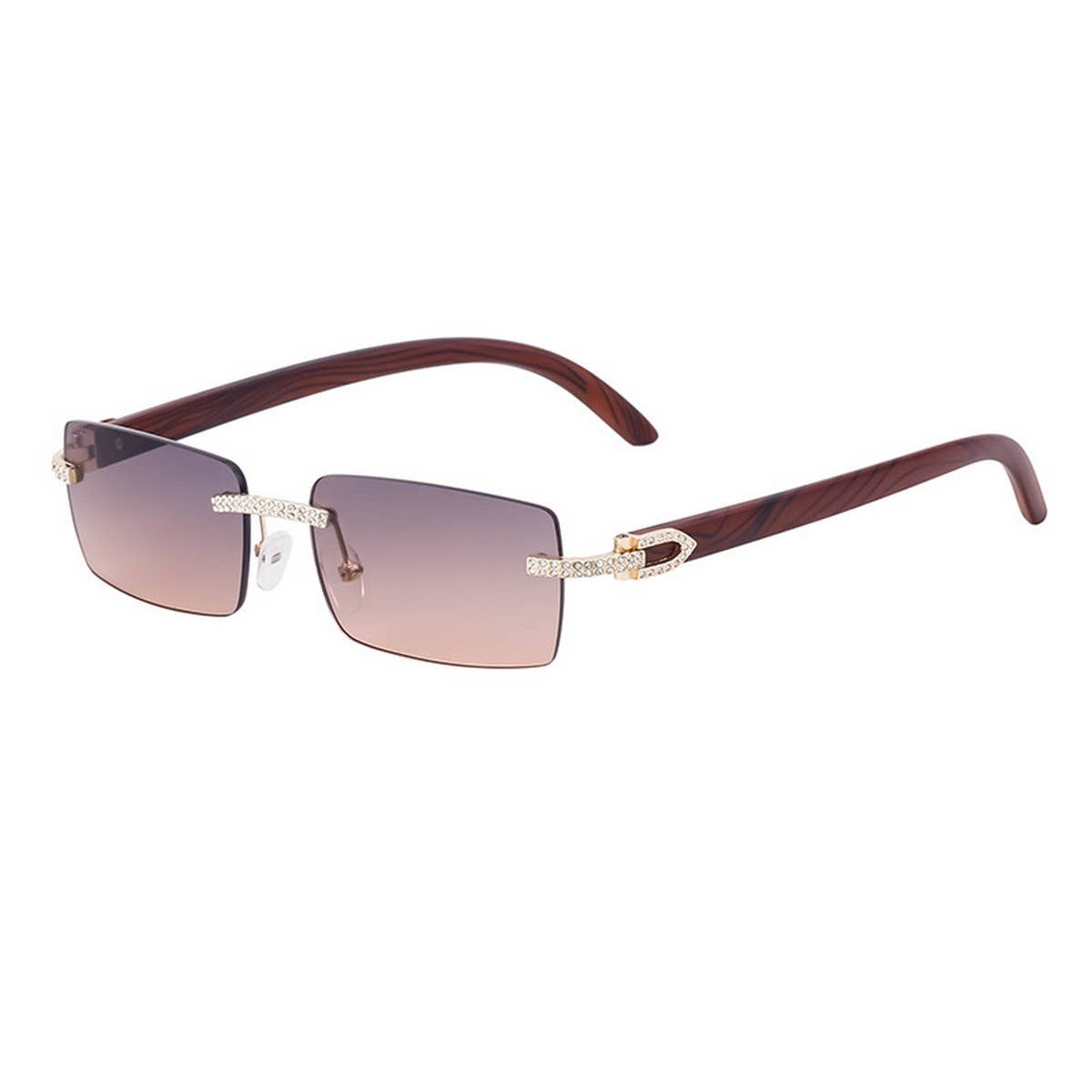 DIAMOND STUDDED WOOD GRAIN TEMPLE SUNGLASSES_CWASG0596