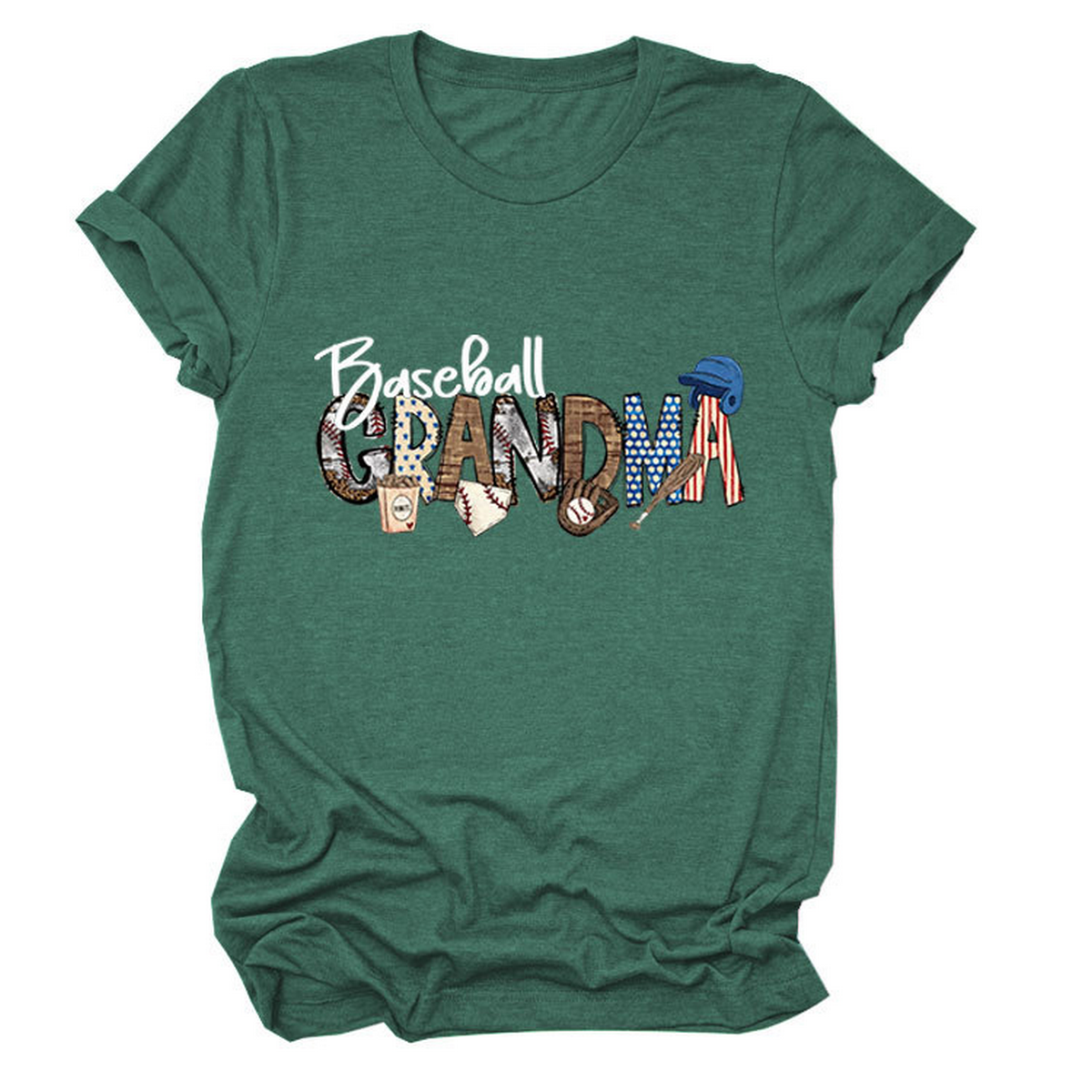 CASUAL CREW NECK TEE BASEBALL GRANDMA SHIRT_CWTTSL0496