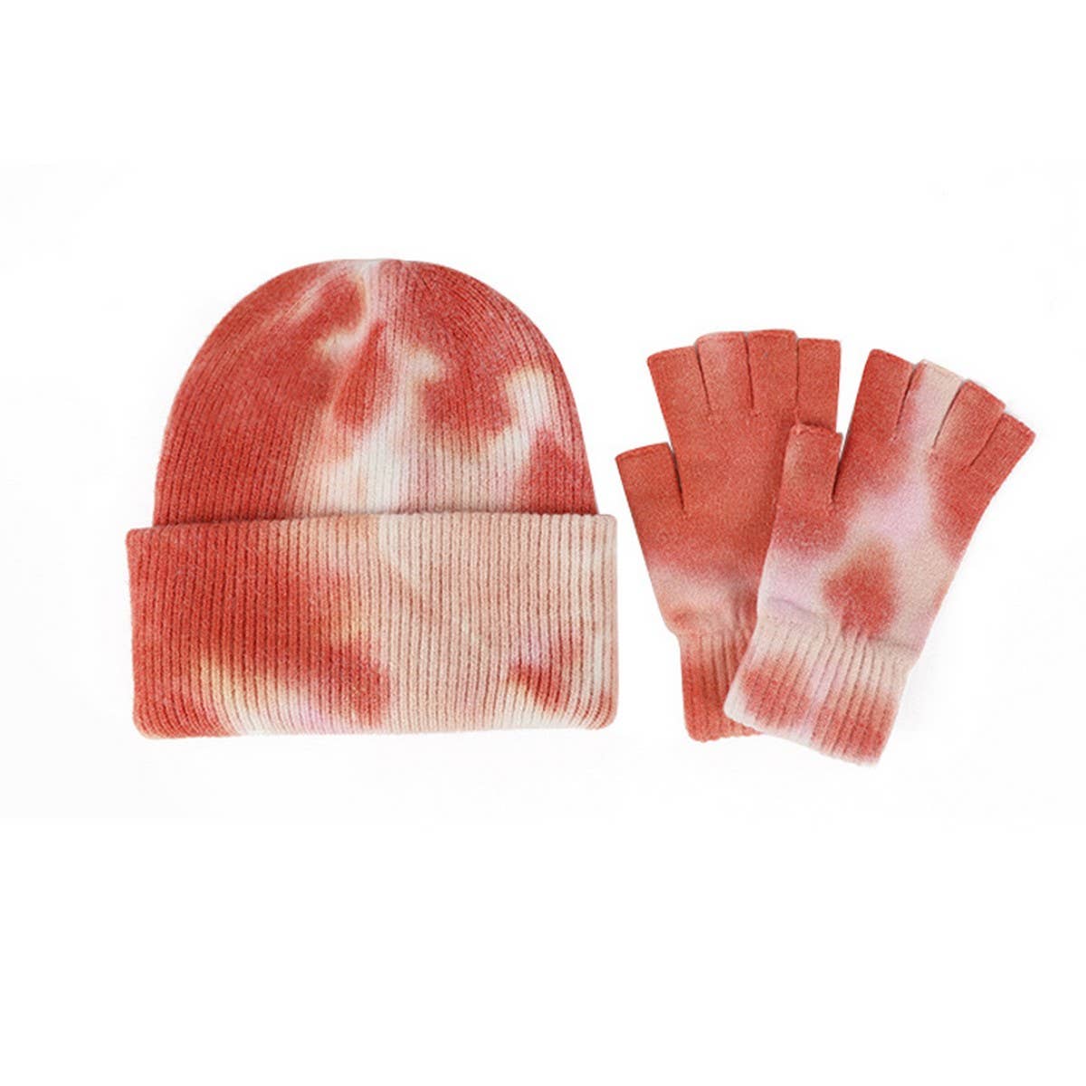 NEW WOOL TIE DYE GLOVES AND HAT TWO PIECE SET_CWMM2864