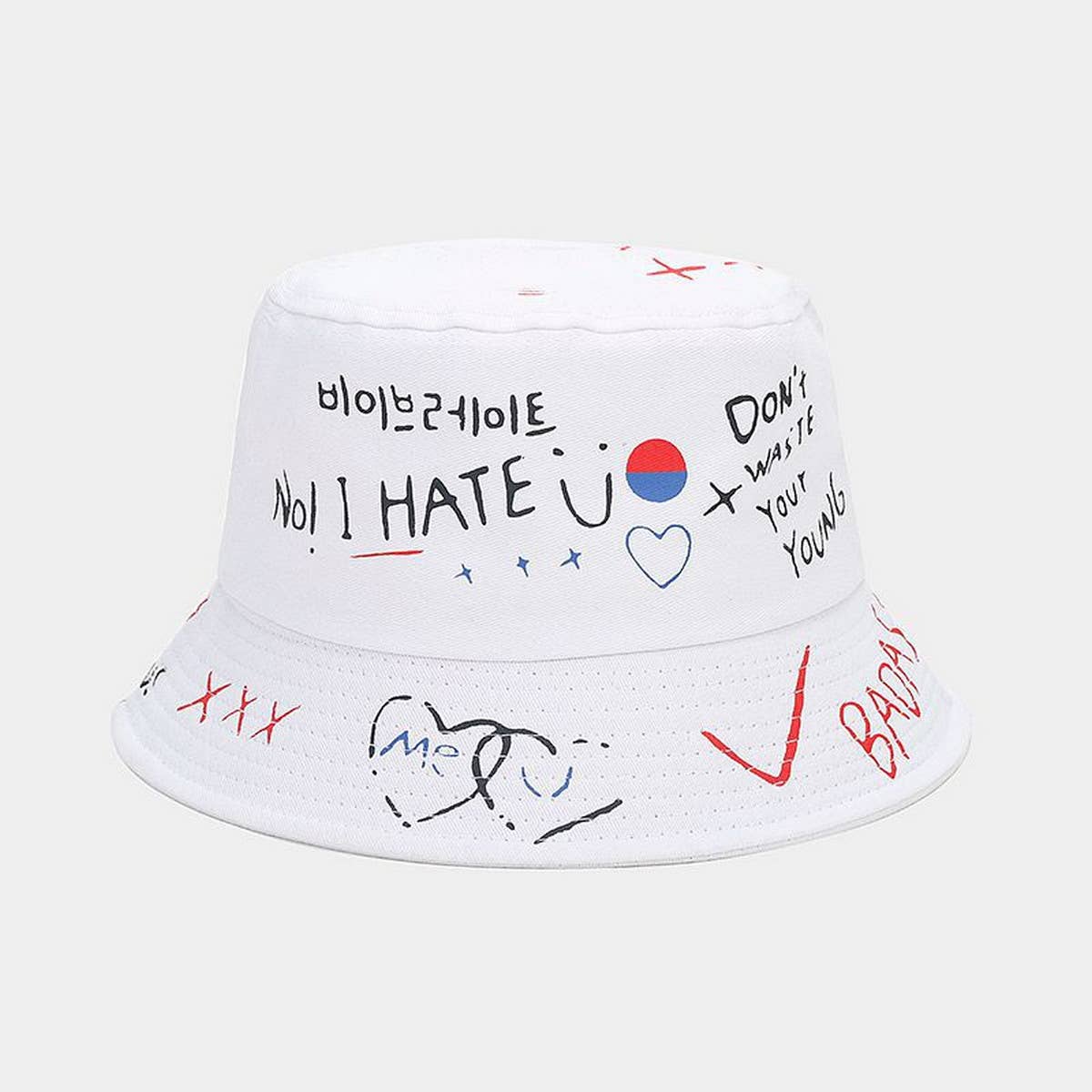 PRINTED BREATHABLE SUN VISOR GRAFFITI BUCKET HAT_CWAH1637