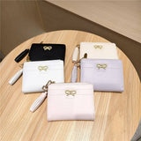 New Simple Solid Color Bow Tassel Zipper Wallet_Cwab06254