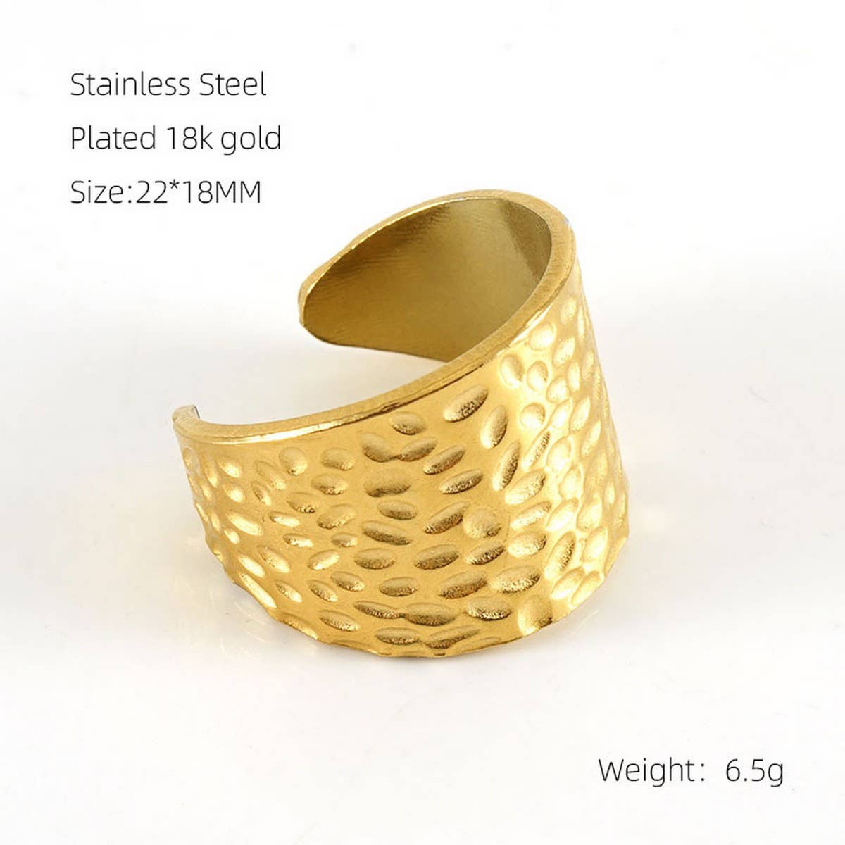 18K Stainless Steel Hammer Cut Ring_Cwaje2480