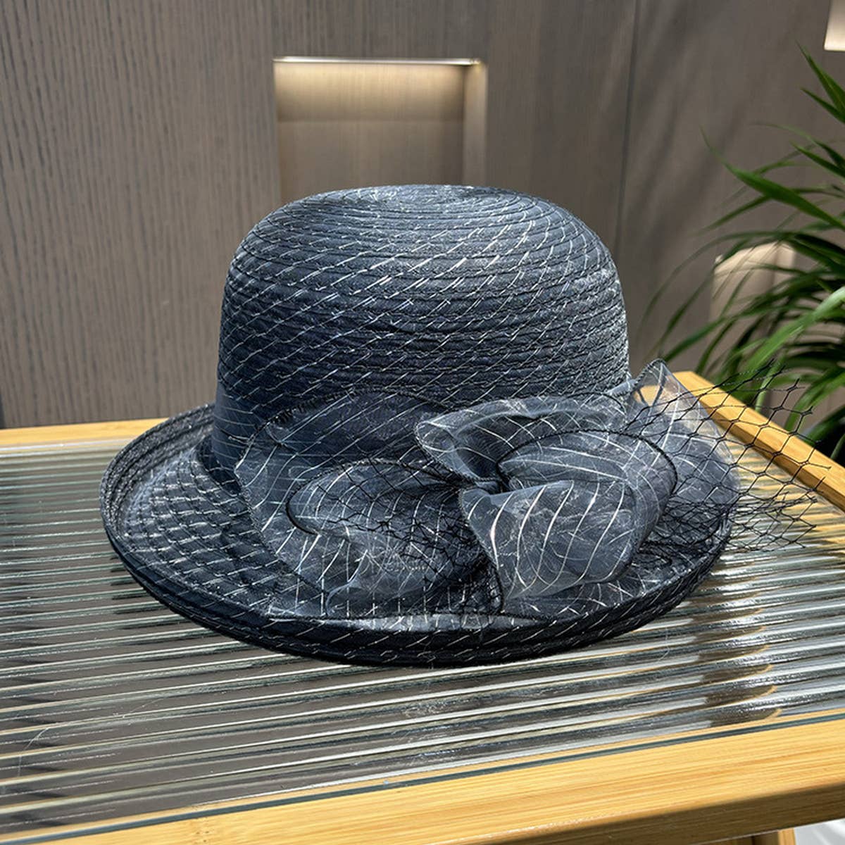 FASHIONABLE CURLED MESH FLOWER BUCKET HAT_CWAH1211