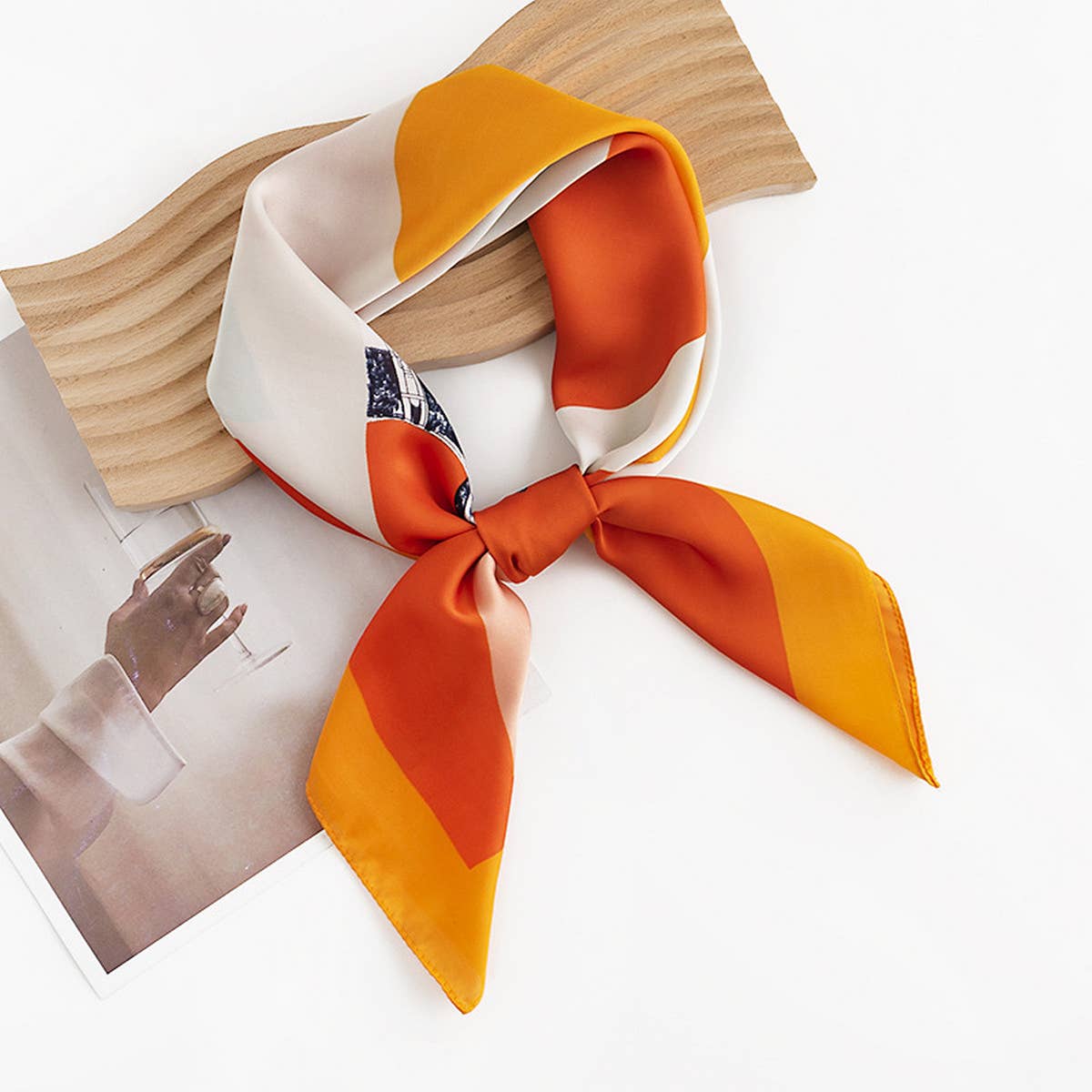 Simple Color Block Printed Scarf And Square Scarf_Cwasc0499