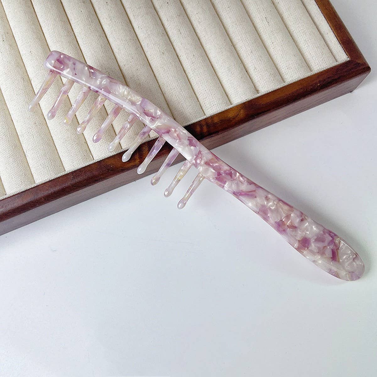 Vintage Wide Tooth Acetate Comb For Curly Hair_Cwmm6444