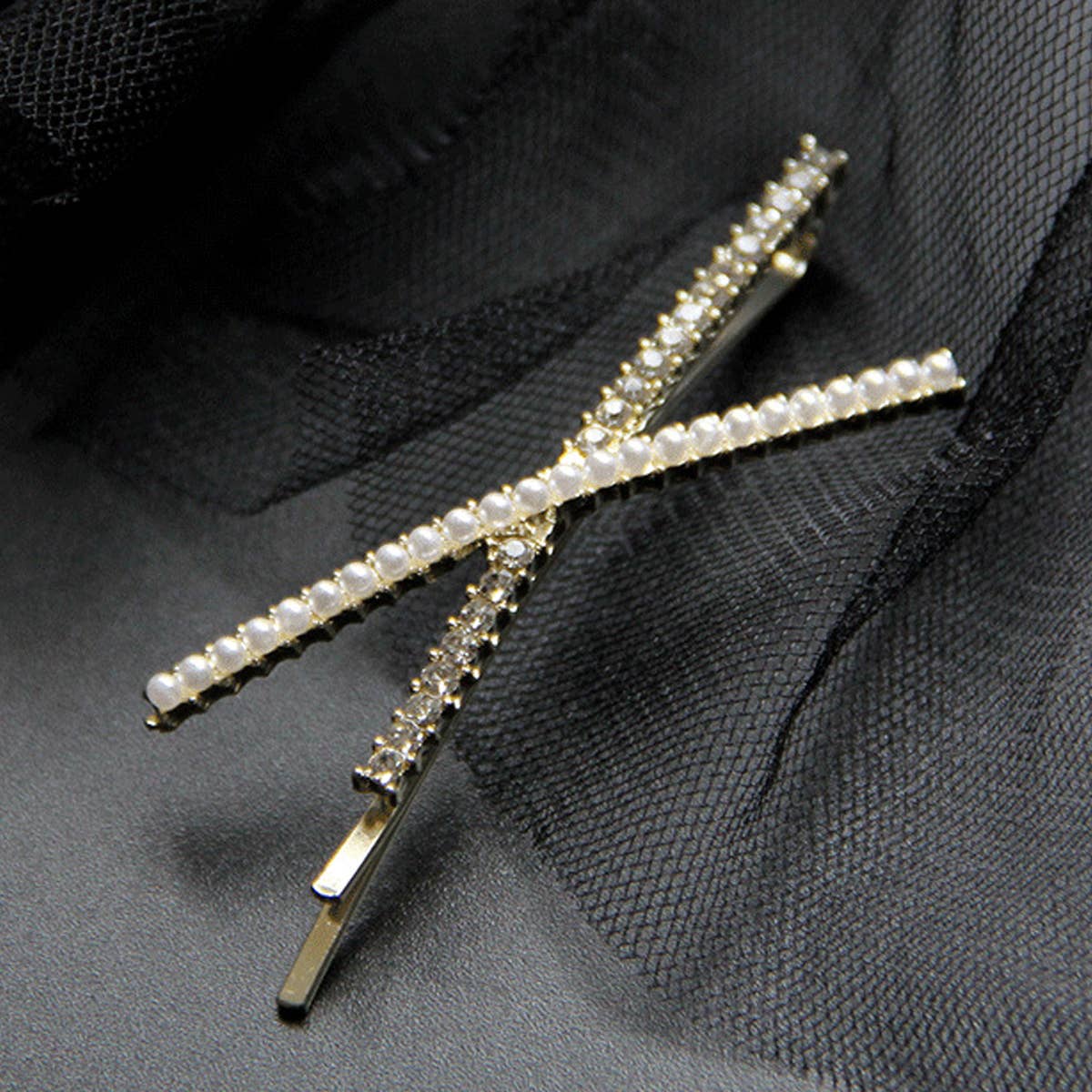 With Pearl Edge Clip X-Shaped Hair Clip_Cwaha1223