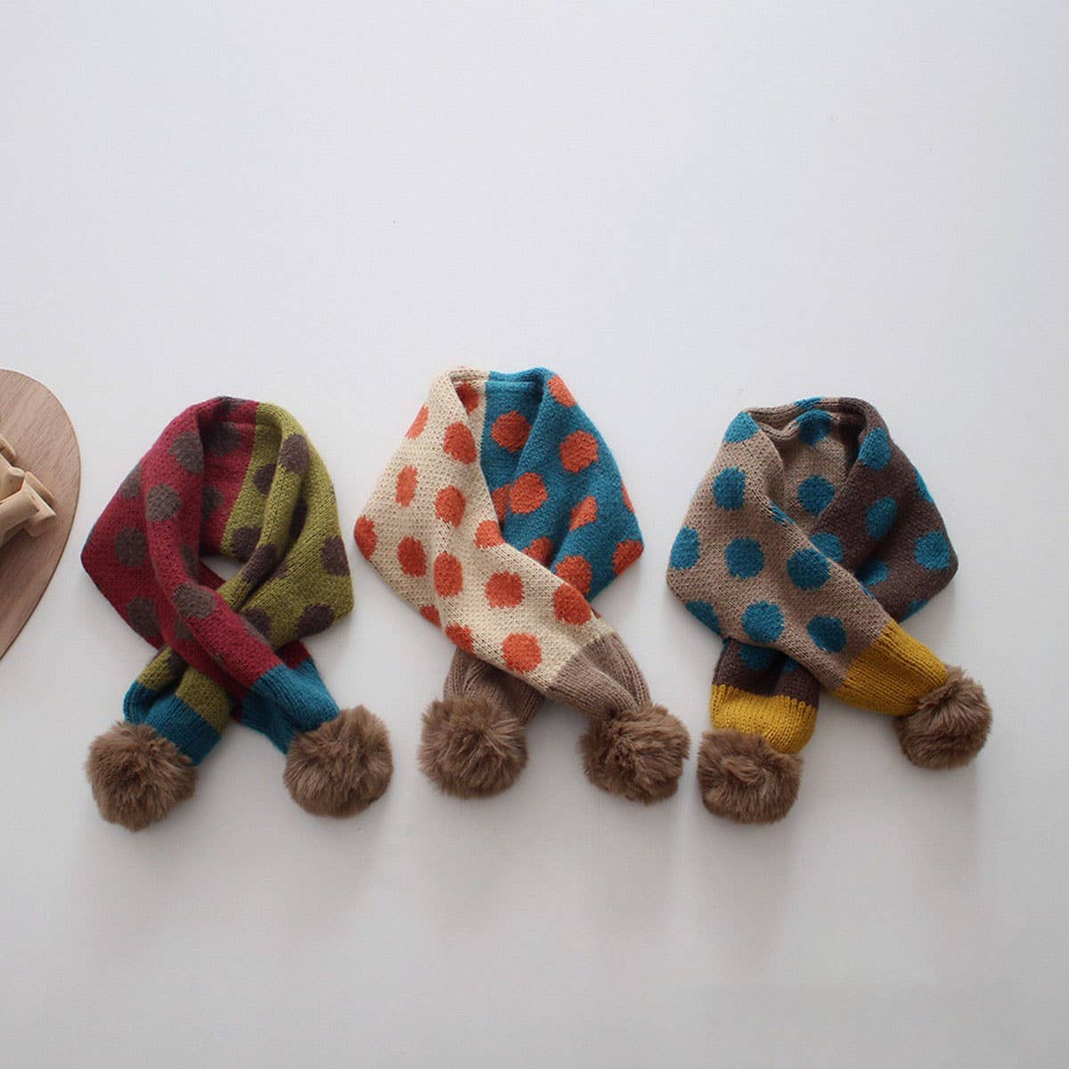 COLORFUL POLKA DOT KNITTED SCARF KIDS NECK SCARF_CWASC2099