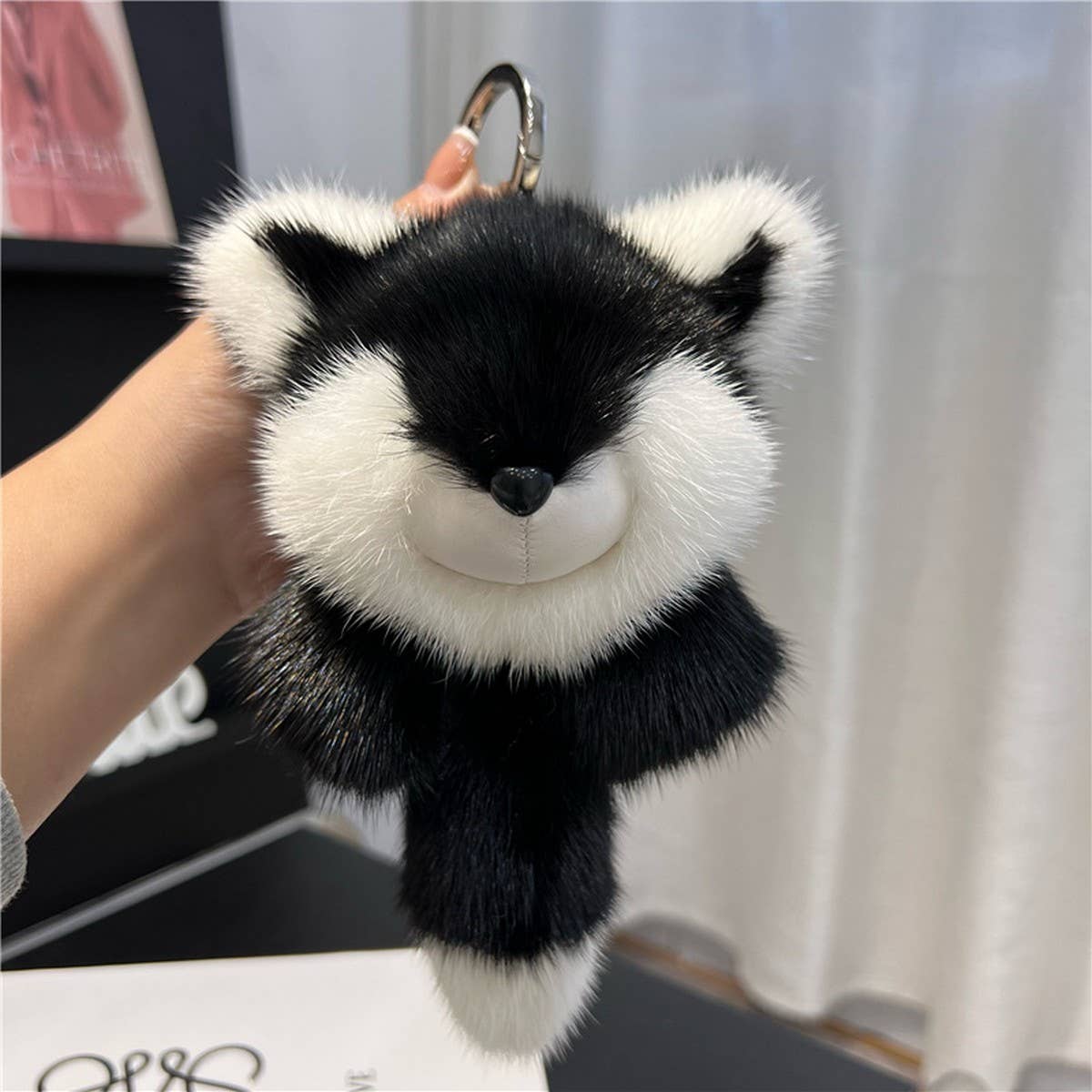 BIG FOX REAL MINK FUR BAG ORNAMENT CAR KEYCHAIN_CWMM2538