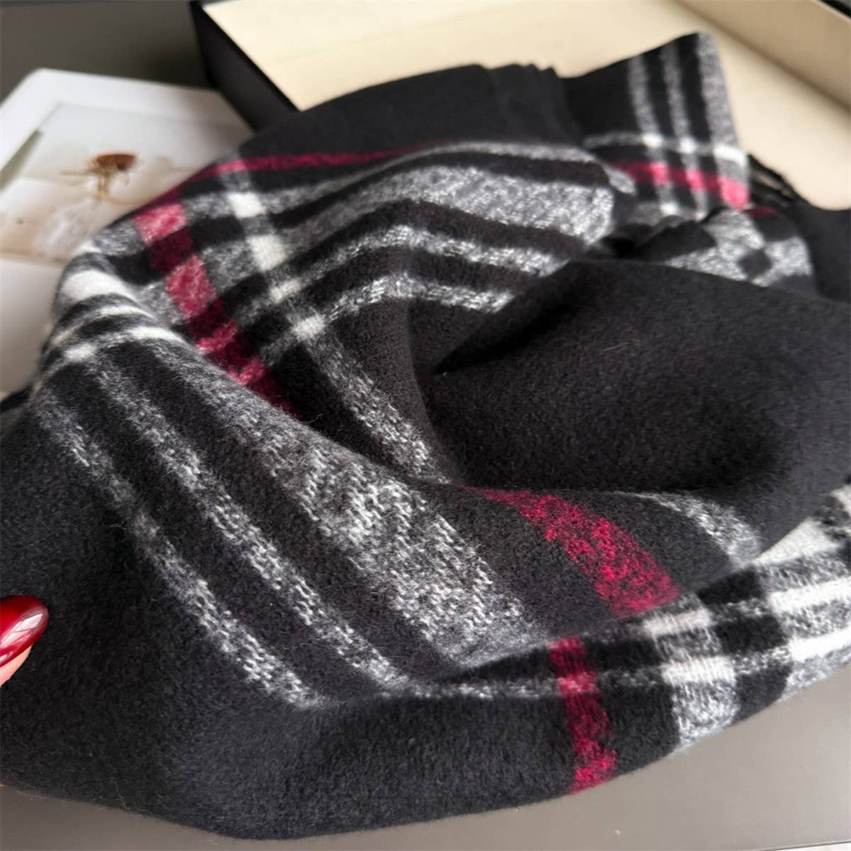 Minimal Plaid Soft Cashmere Feel Winter Scarf_Cwasc03246