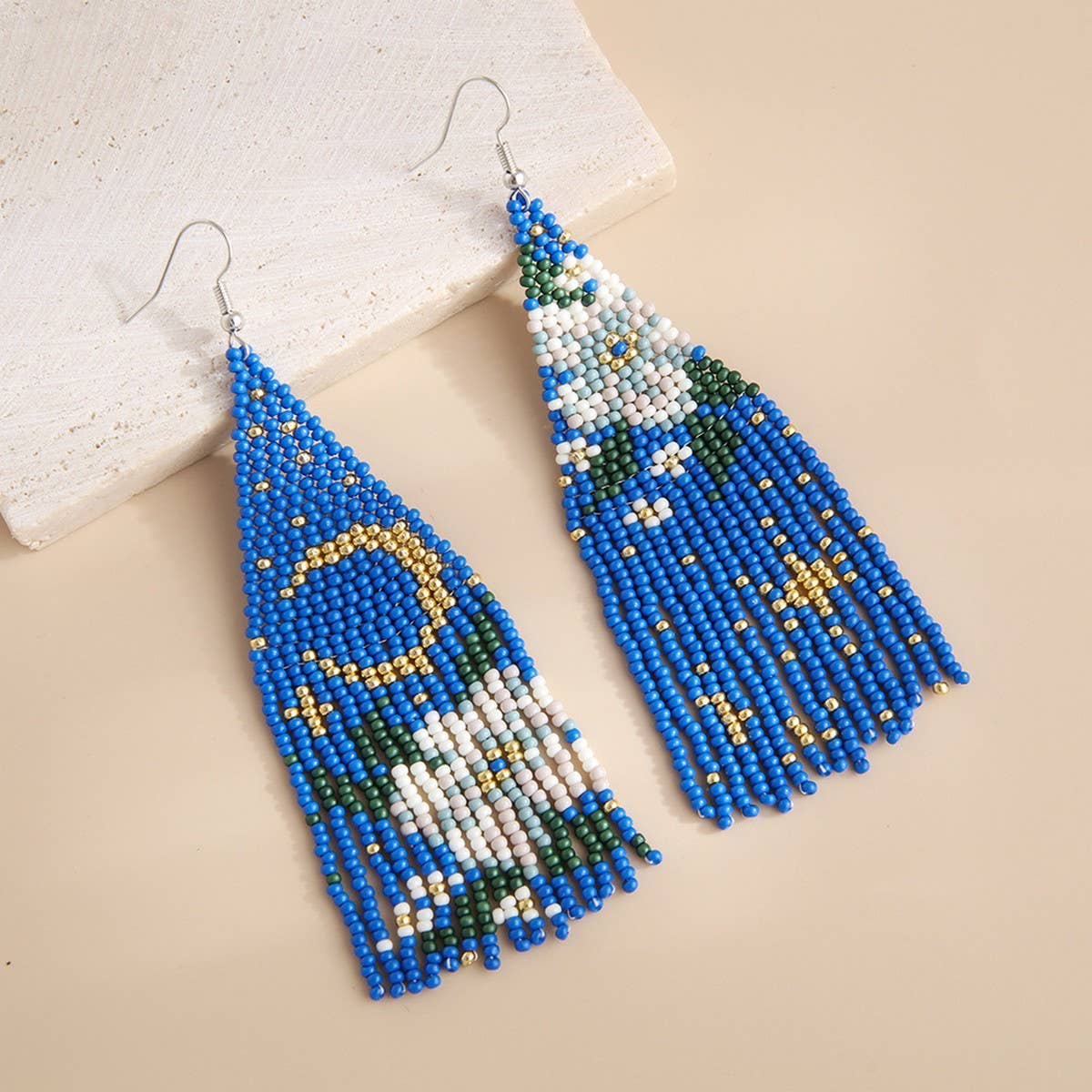 STARRY FLOWER HAND WOVEN TASSEL EARRINGS_CWAJE1965