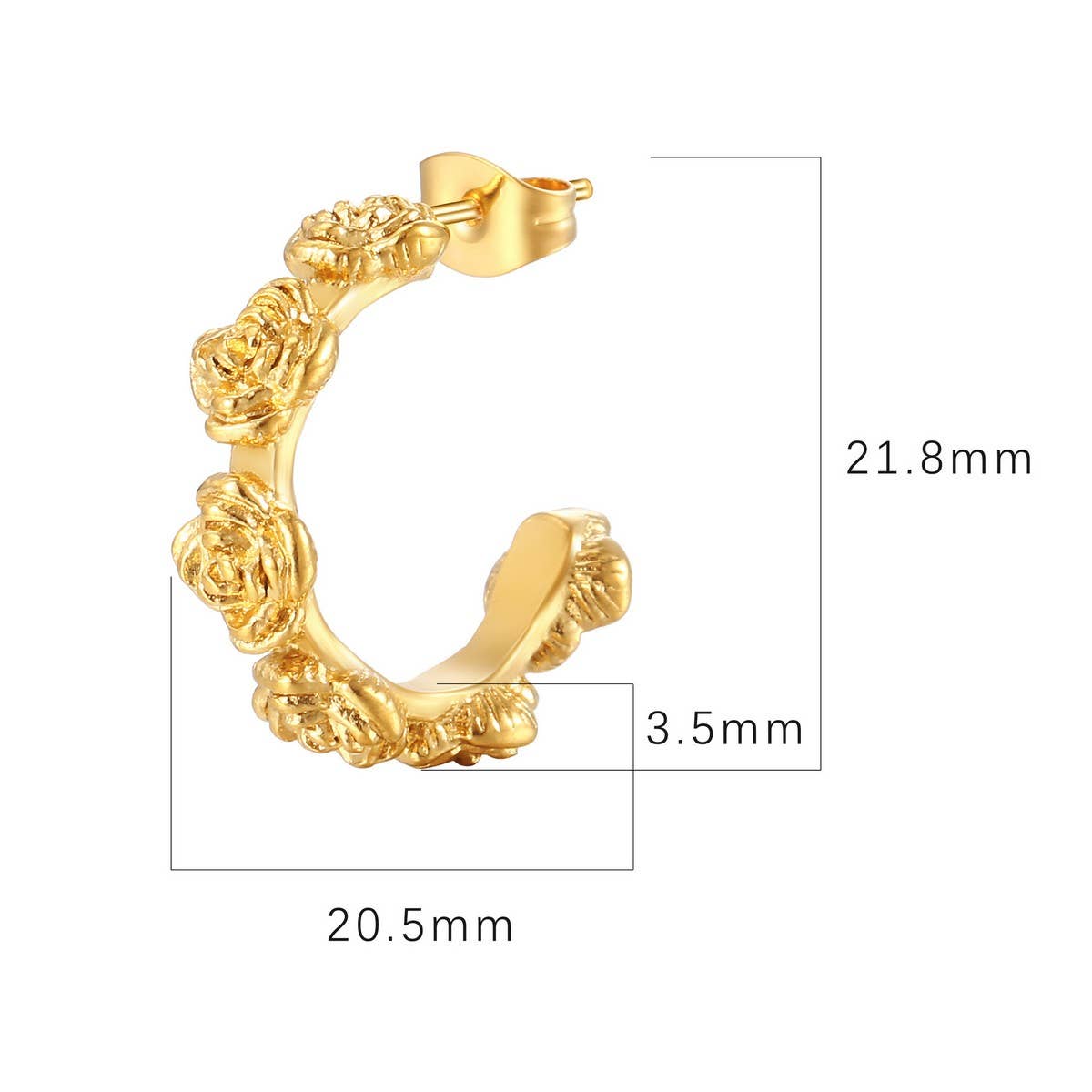18K GOLD PLATED ROSE SHAPED HOOP EARRINGS_CWAJE0564