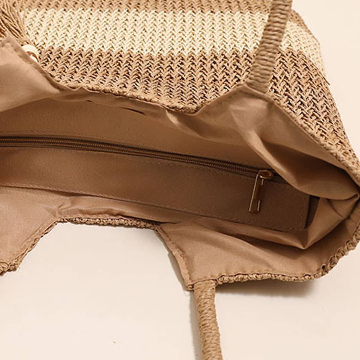 CASUAL WOVEN TWO COLOR BEACH BAG WOVEN BAG_CWAB1861