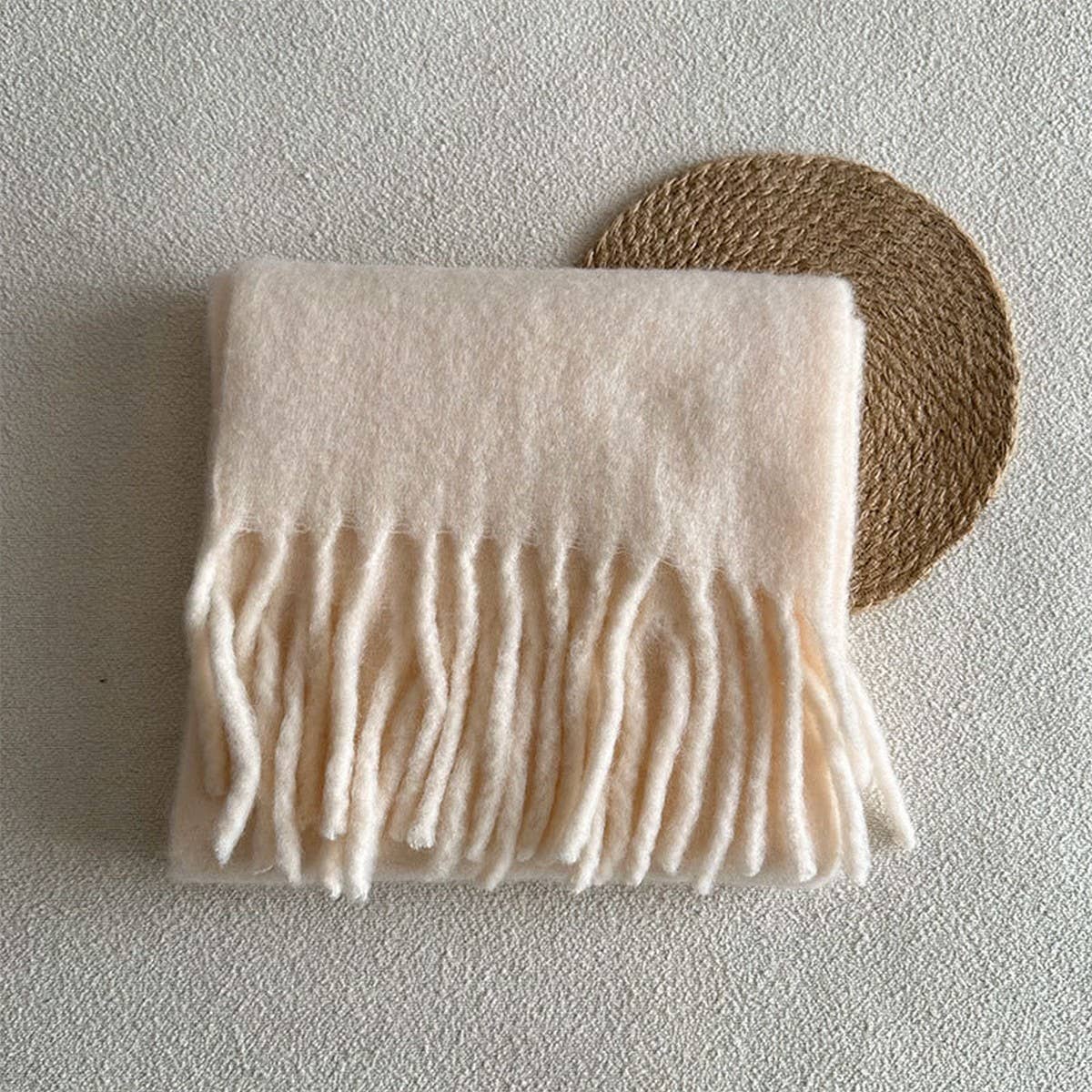 RED WOOL BLEND SCARF FOR WINTER SOFT WARM_CWASC2282