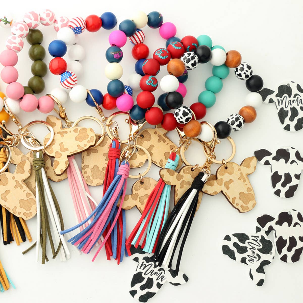 Western New Tassel Bracelet Bull Head Keychain_Cwmm1285