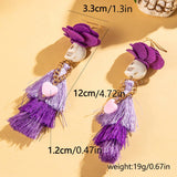 HALLOWEEN SKULL TASSEL RICE BEAD EARRINGS_CWAJE2411