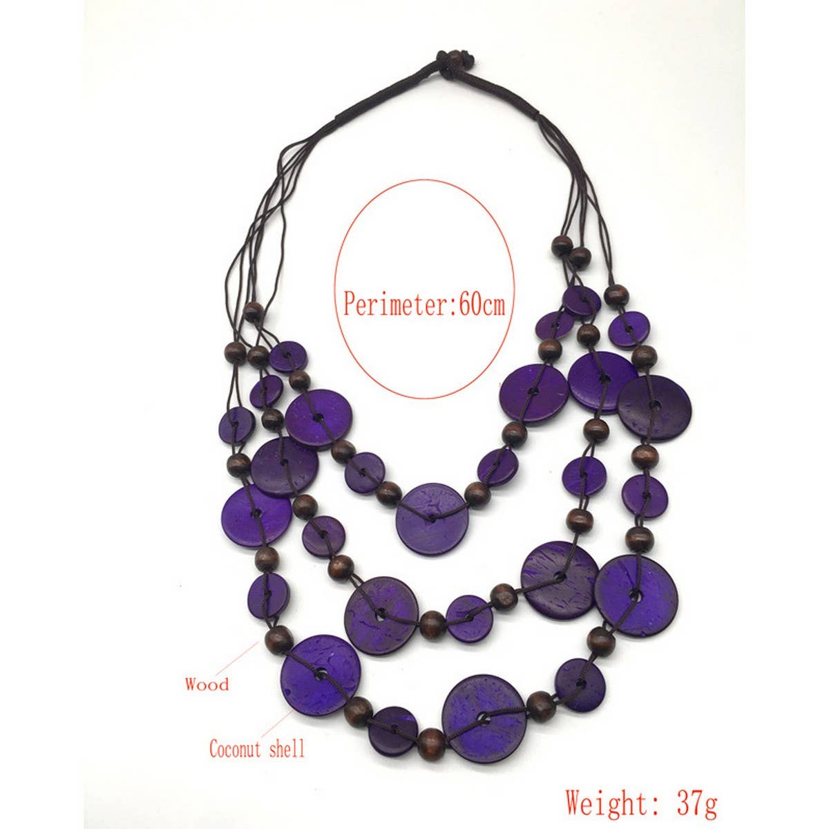 HANDMADE COCONUT WOOD BEADED MULTI LAYER NECKLACE_CWMM4569