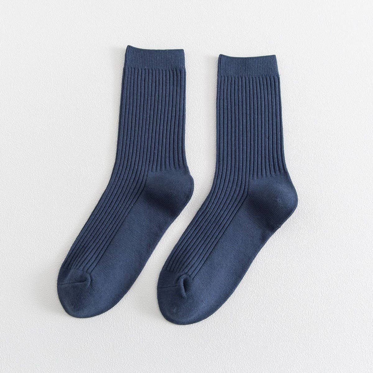 NEW ALL MATCH DOUBLE NEEDLE MID CALF SOCKS_CWMS1347