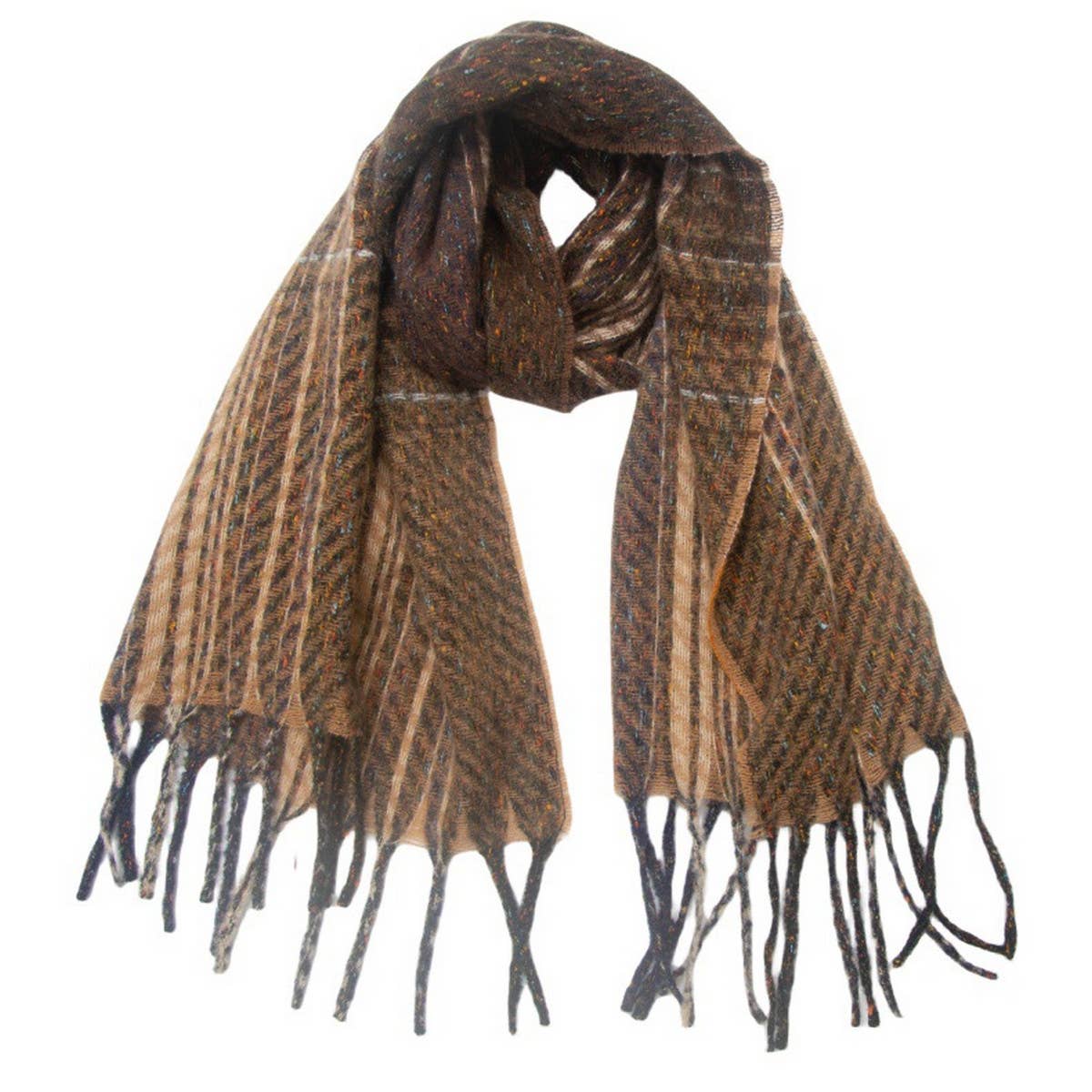 GRADIENT FRINGE SCARF FALL WINTER JACQUARD WRAP_CWASC0874