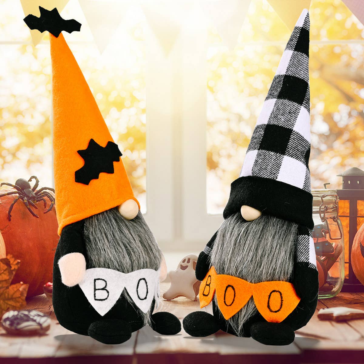 HALLOWEEN BOO DOLL PLAID HAT ORNAMENTS_CWMM1765