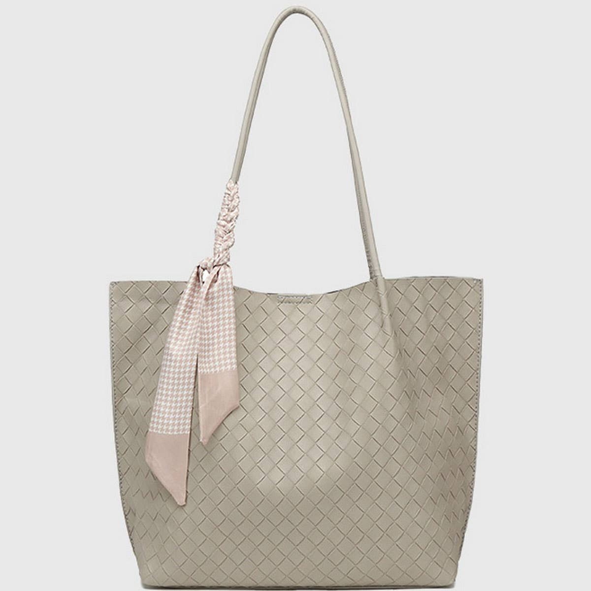 LARGE WOVEN TEXTURE TOTE BAG STYLISH ELEGANT＿cWAB5117