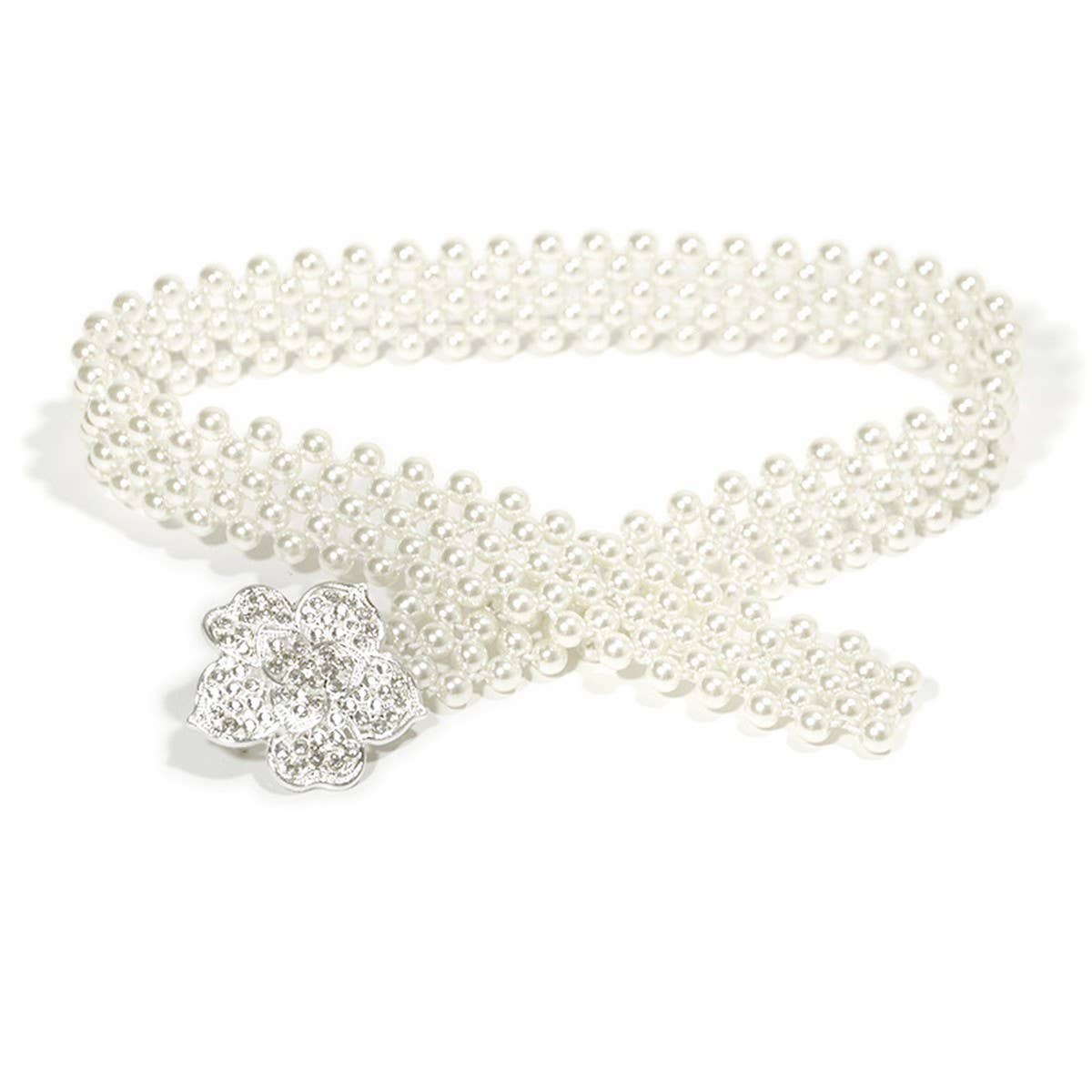 CASUAL WOMENS STRETCH COTTON PEARL WAIST CHAIN_CWABE0512