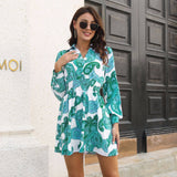 Vintage Paisley Print Shirt Neck Dress