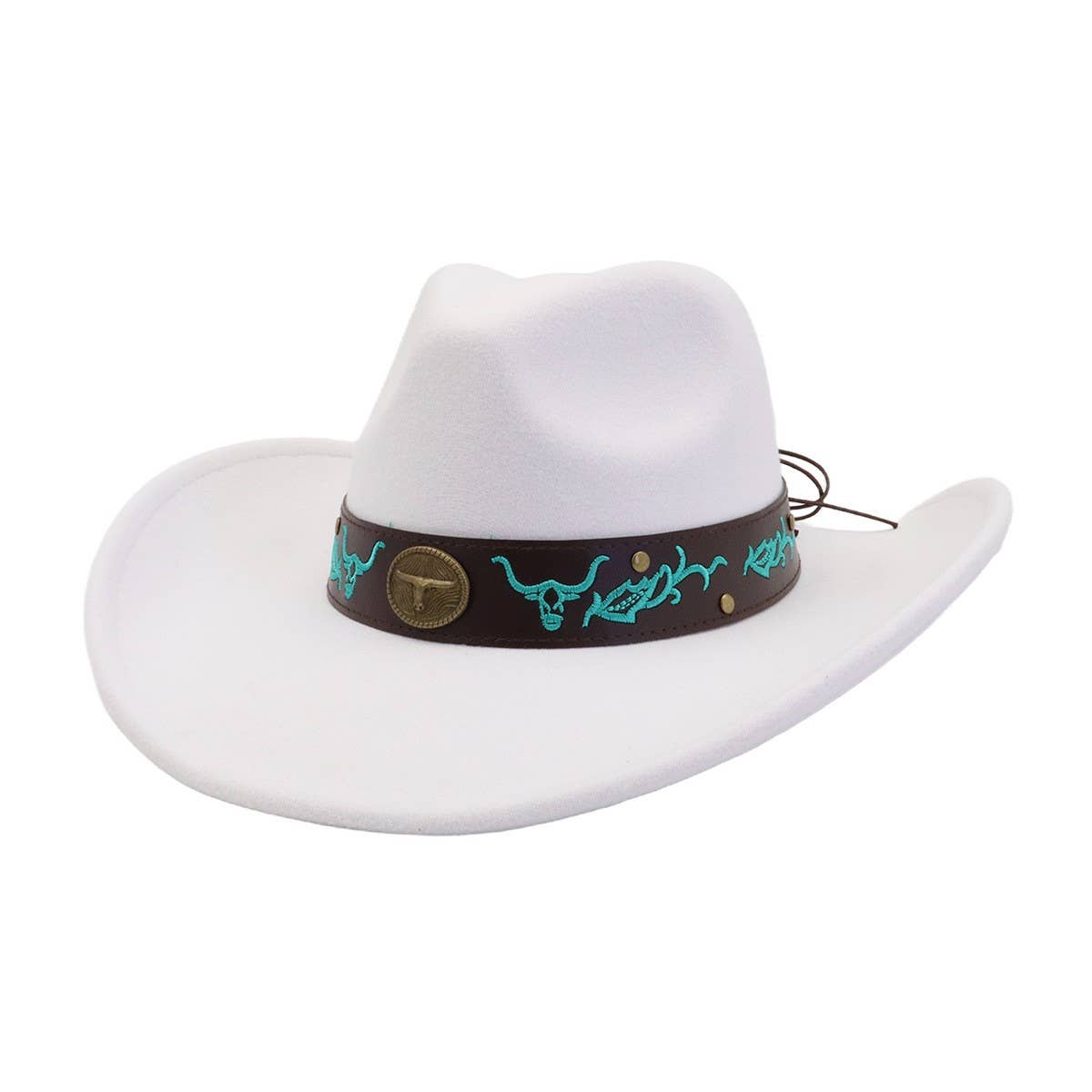 Western Ethnic Felt Cowboy Fedora Hat_Cwah04449