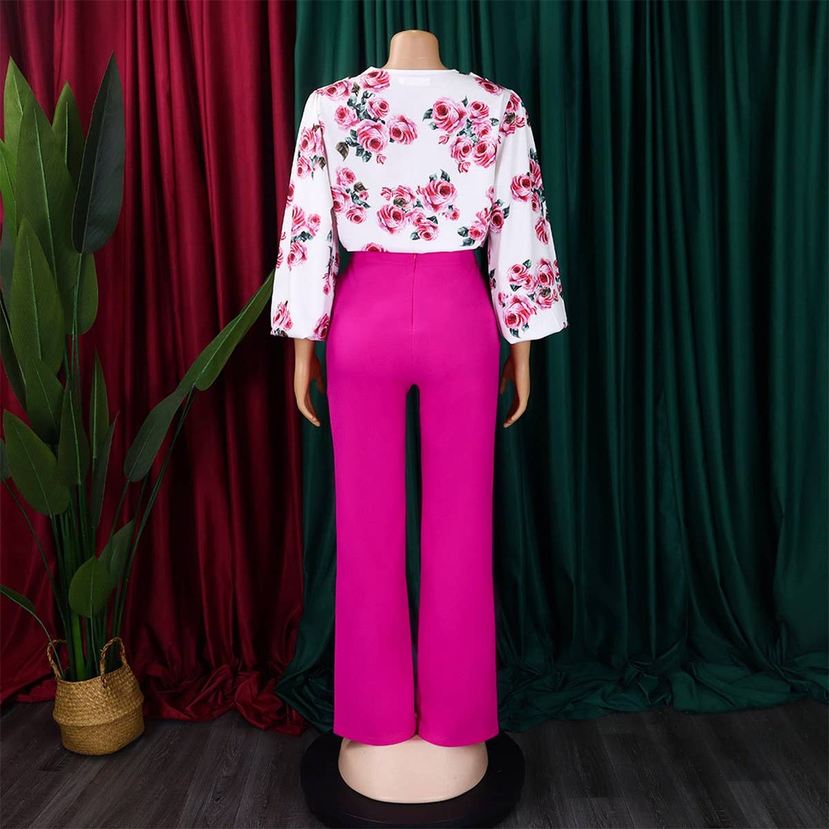 PRINTED TIE TOP AND WIDE LEG PANTS TWO PIECE SET_CWSTB1140