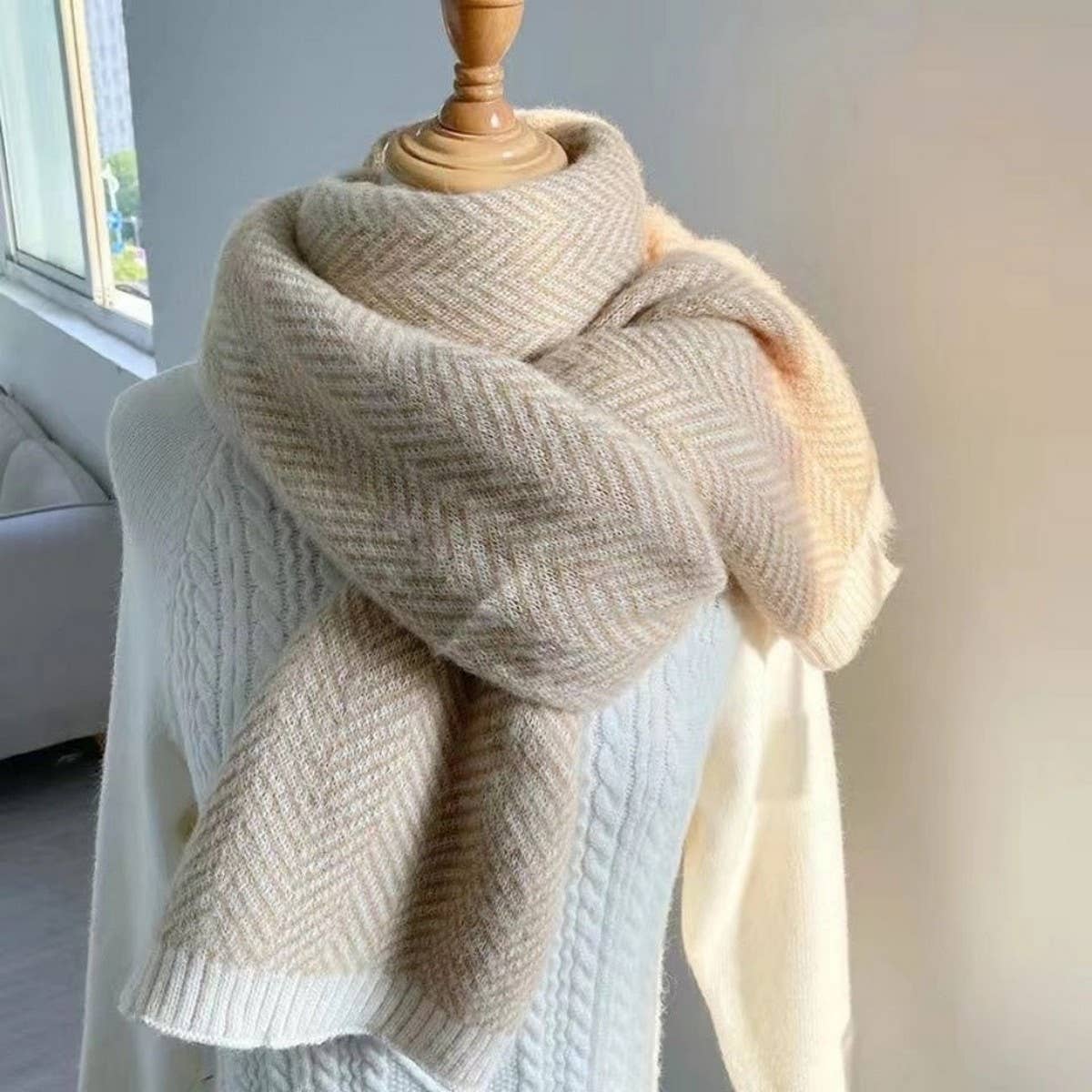 PLAID FAUX CASHMERE SCARF STYLISH WINTER NECK_CWASC1247