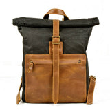 Vintage Waxed Canvas Leather Backpack For Men_Cwab5540