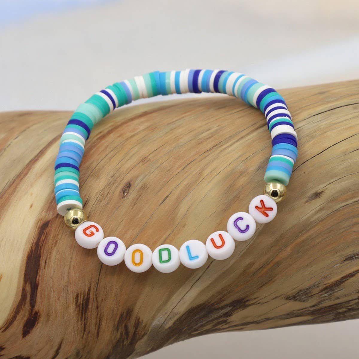 COLORFUL POLYMER CLAY LETTER BEADED BRACELET_CWMM3570