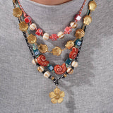 OCEAN STYLE HANDMADE GLASS BEADS NECKLACE_CWMM7544