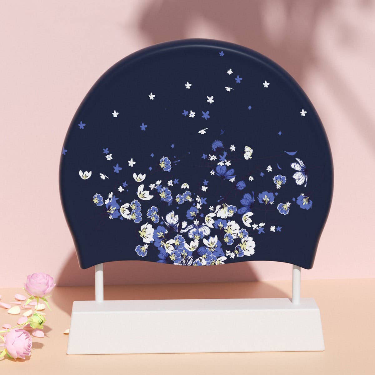 ADULT WOMENS SWIM CAP FLORAL WATERPROOF_CWMM6711