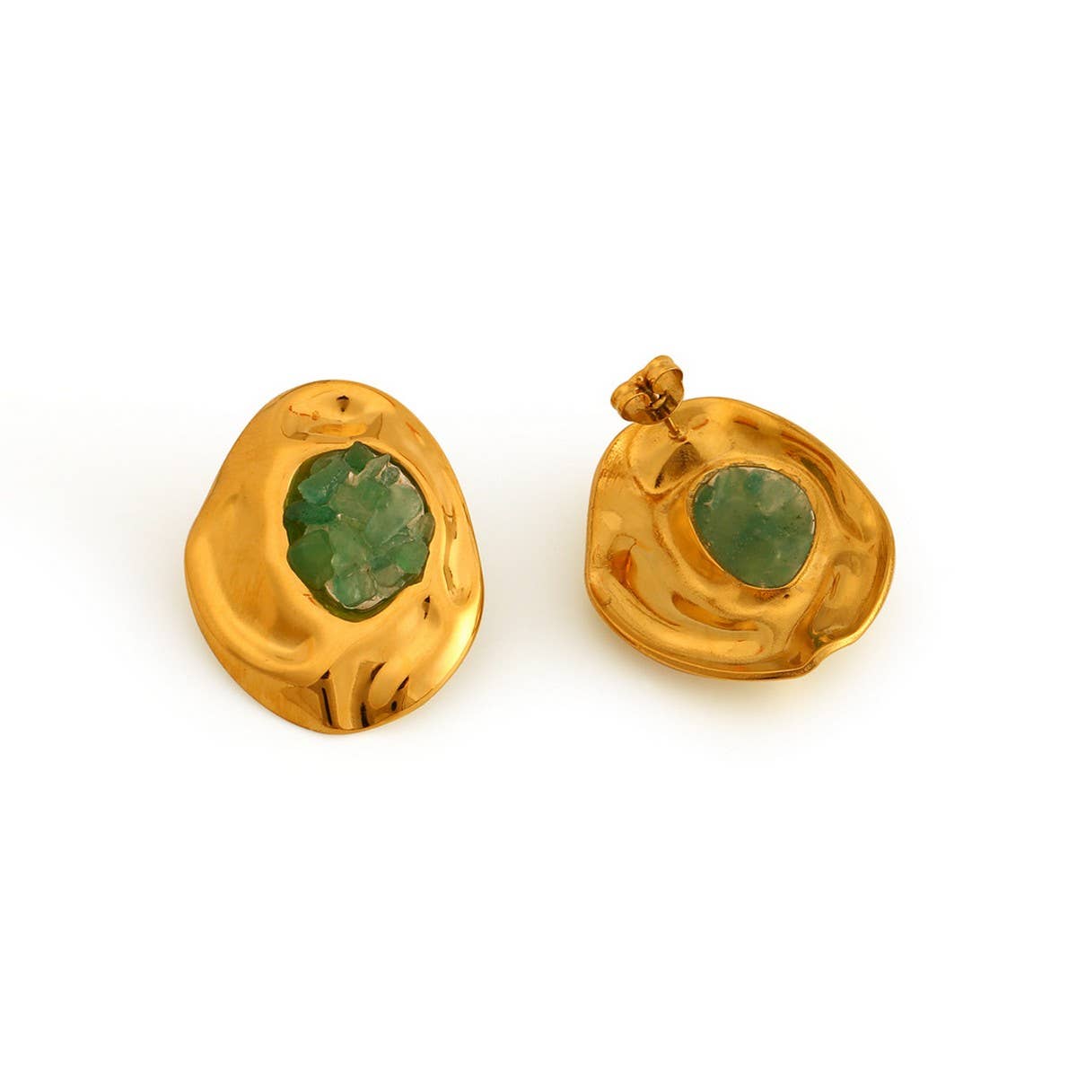 NATURAL STONE STAINLESS STEEL IRREGULAR EARRINGS_CWMM8894