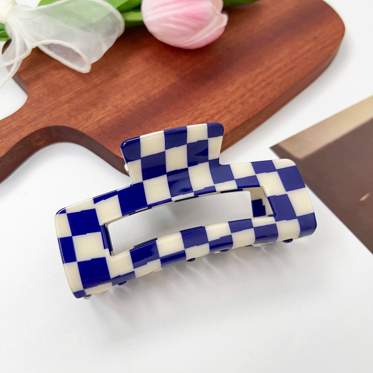 Checkerboard Hair Claw ? Candy Color Acetate Look_Cwmm10084