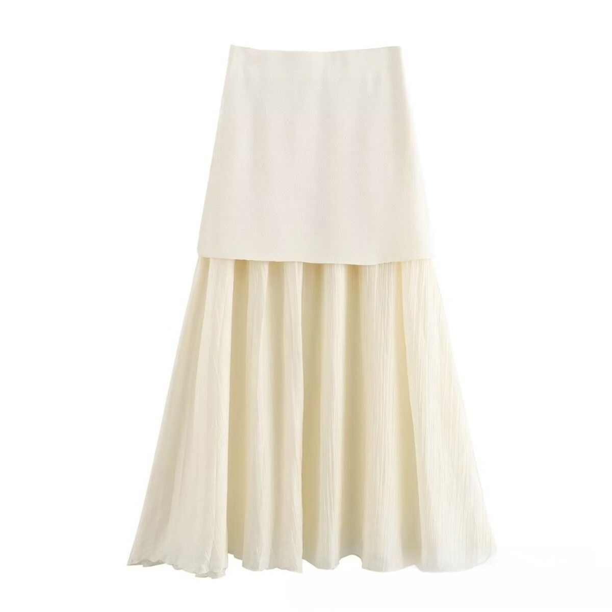 Womens Pleated Skirt With Patchwork, Chic Look_Cwdsd8352