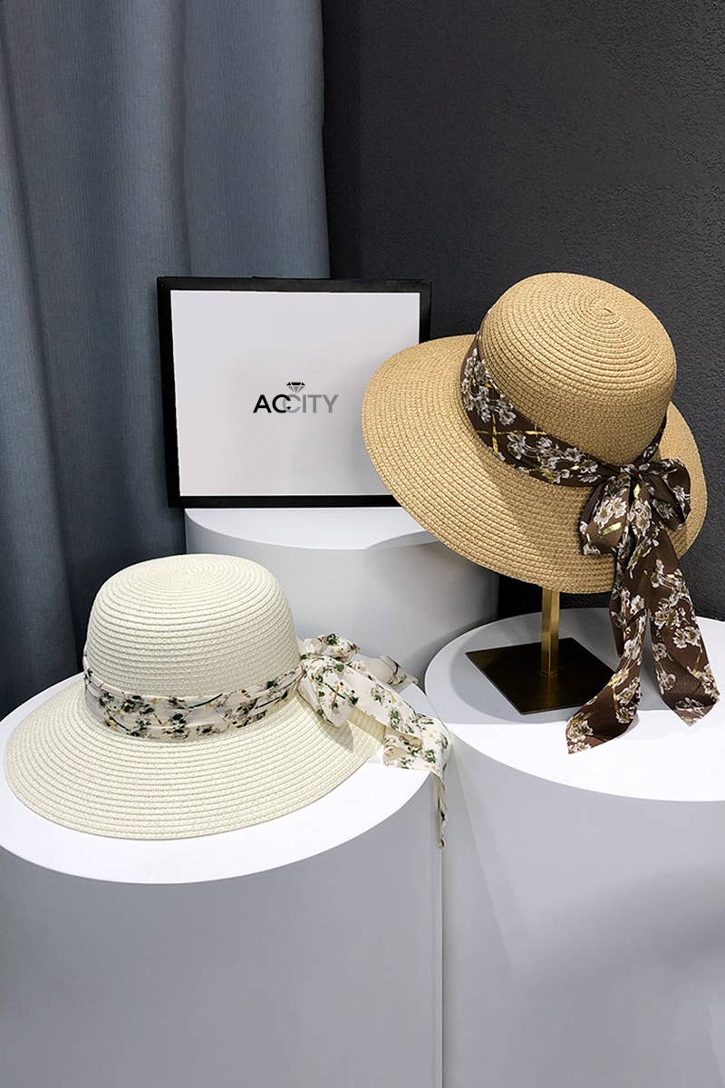 Wide Brim Bowknot  Fashion Straw Hat_Cwah0466
