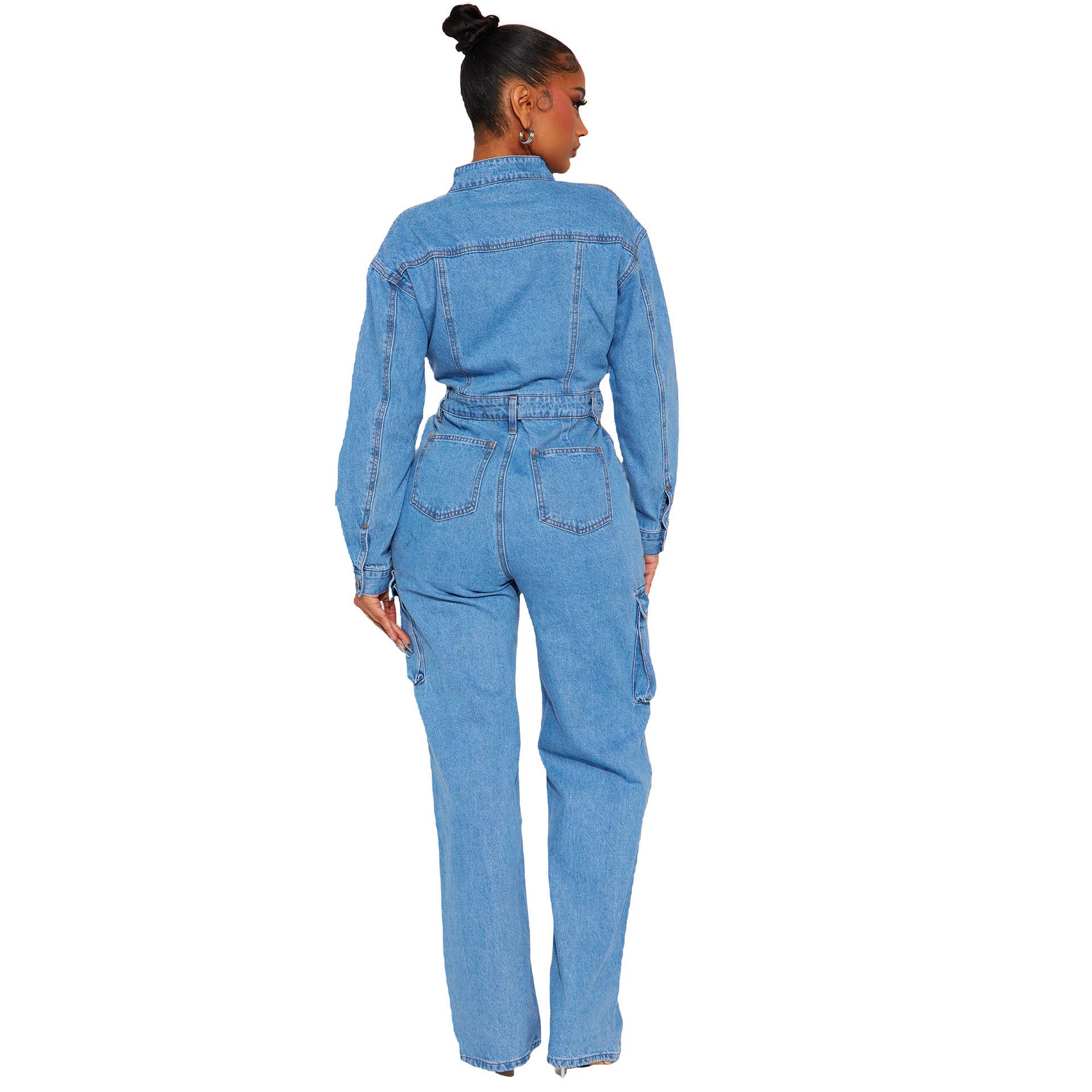 Stretch Organ Bag Wash Denim Romper