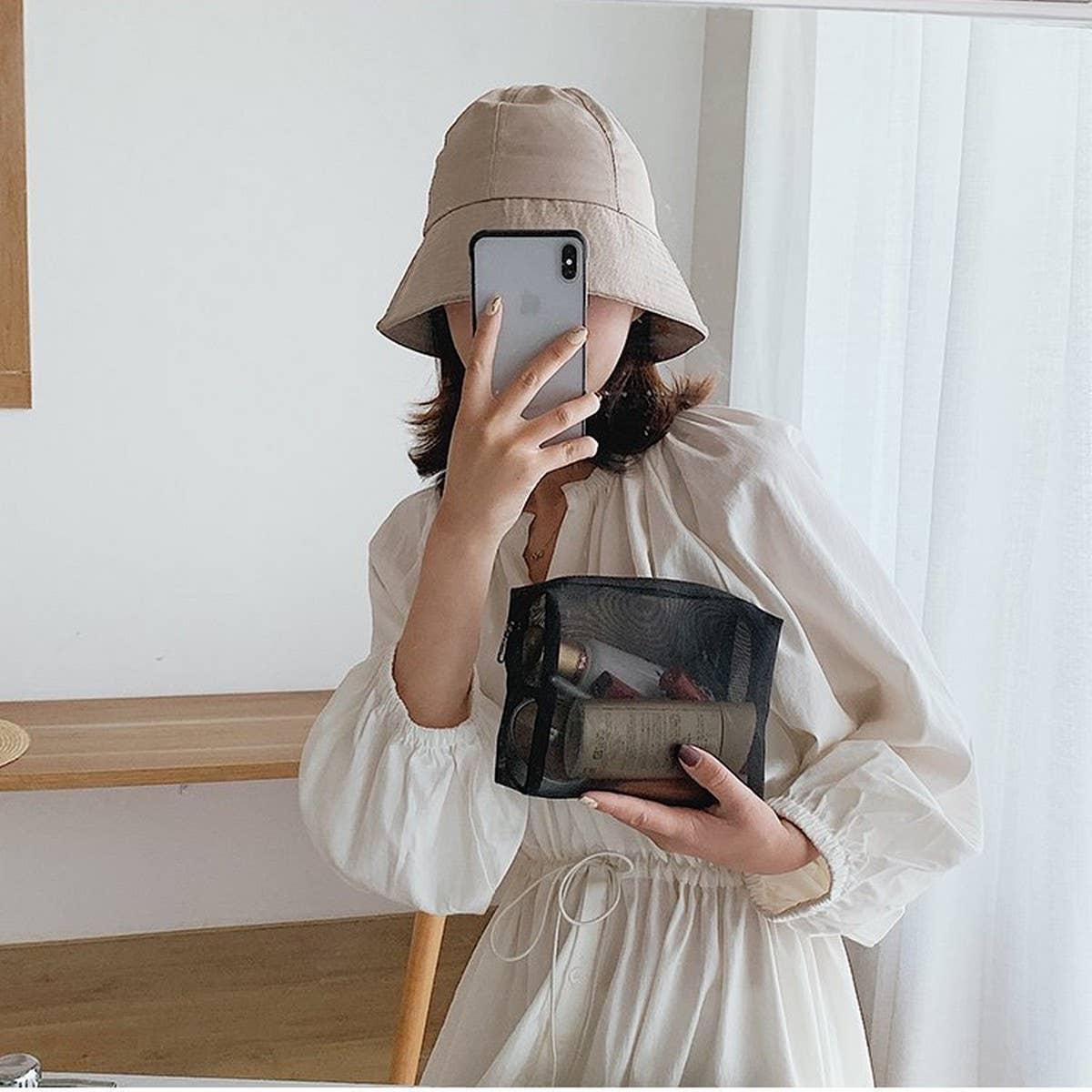 PORTABLE MESH COSMETIC BAG THREE PIECE SET_CWAB4482