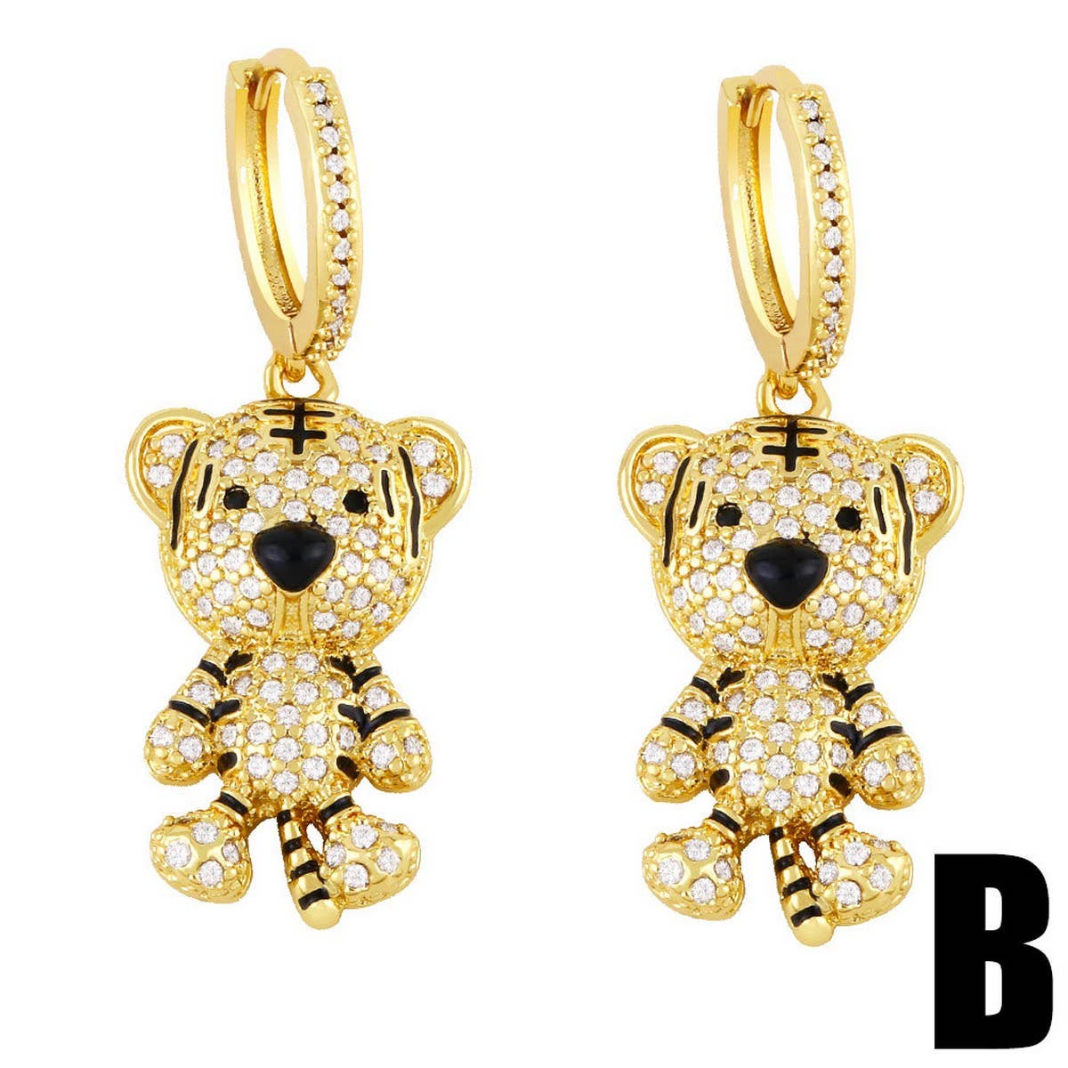 DIAMOND STUDDED TIGER EARRINGS_CWAJE1009
