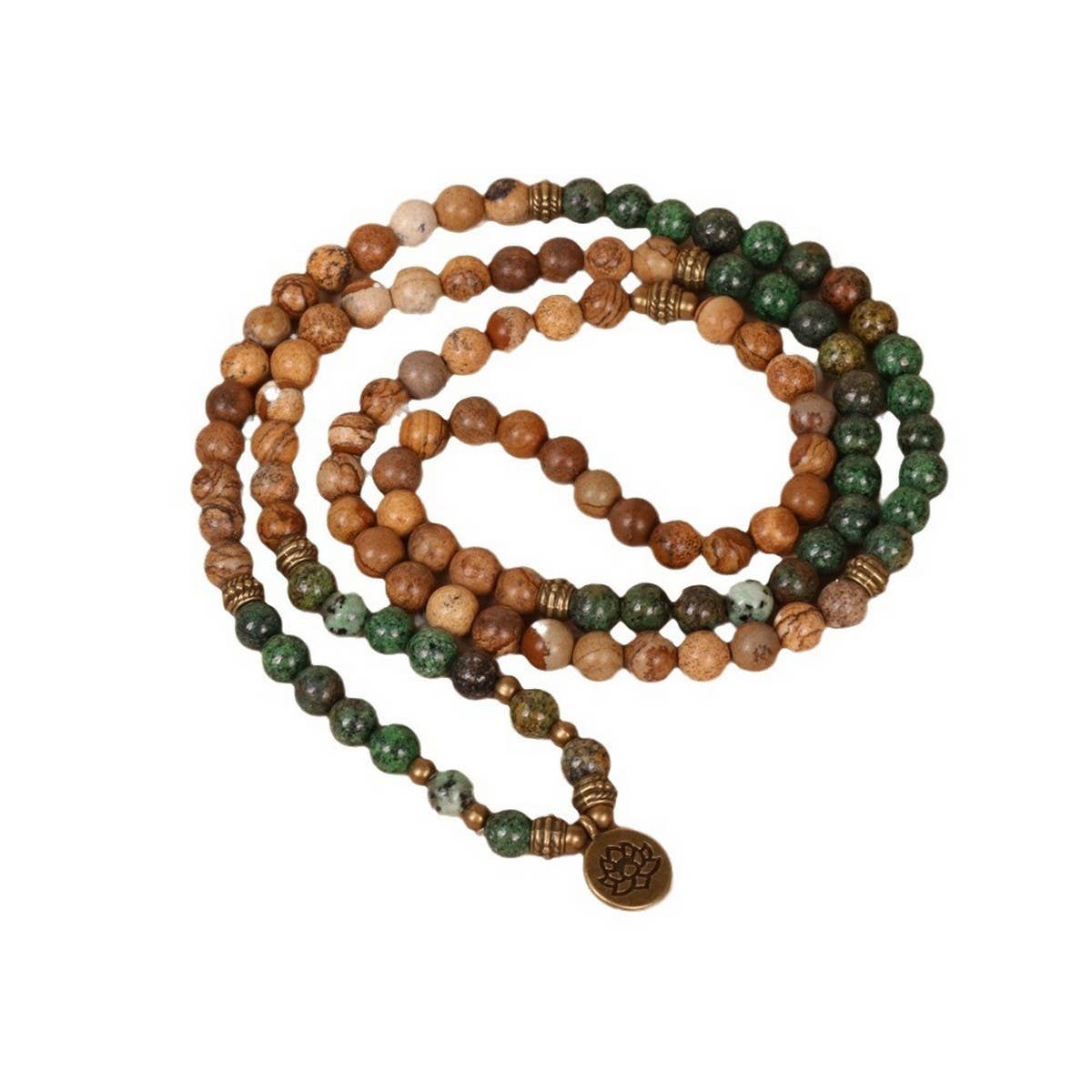 LOTUS PENDANT 108 AFRICAN PINE BEADED BRACELET_CWAJE3929