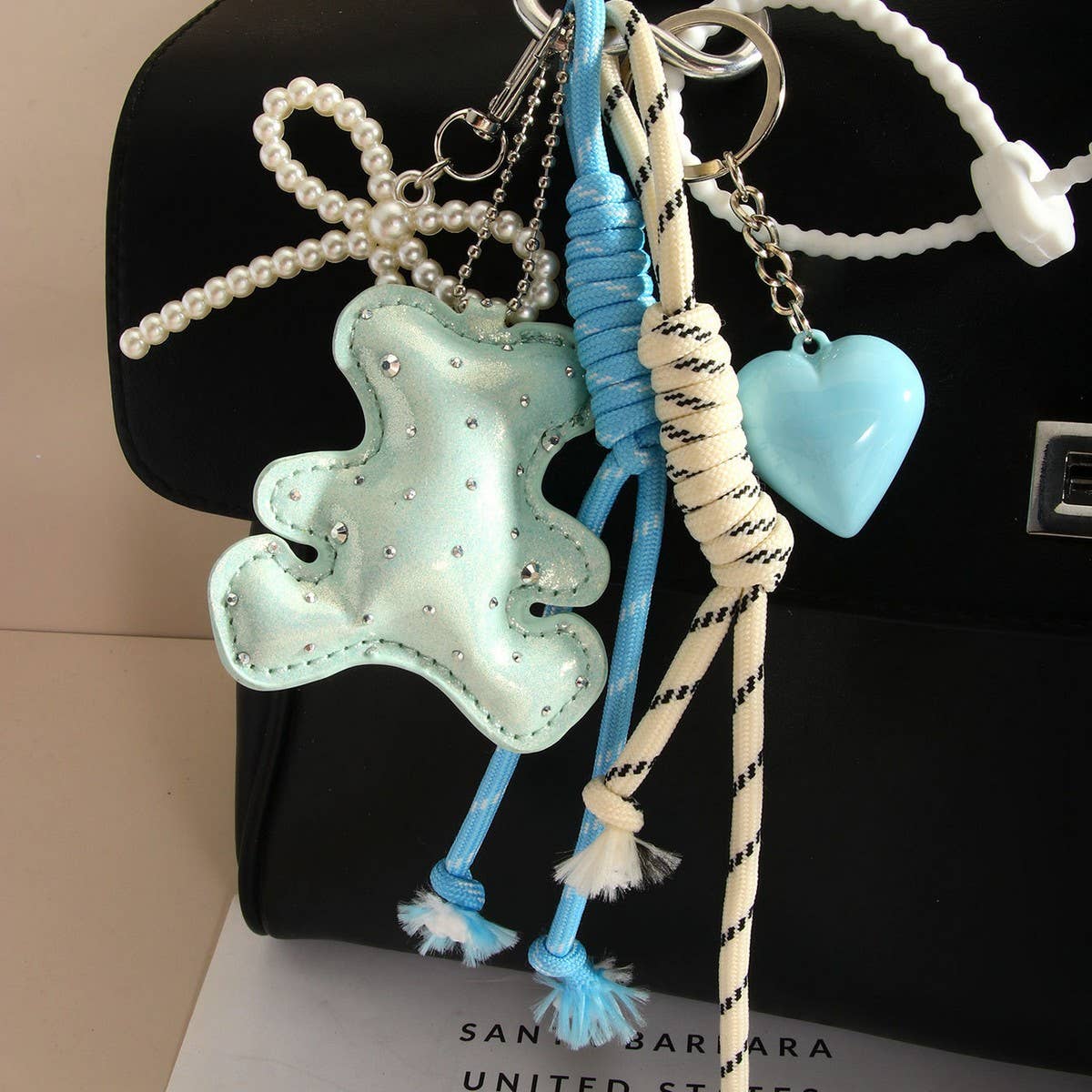 STYLISH BEAR KEYCHAIN WITH HEART BOW ACCENT_CWMM7761