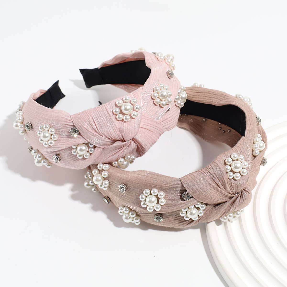 Women Imitation Pearl Knotted Headband