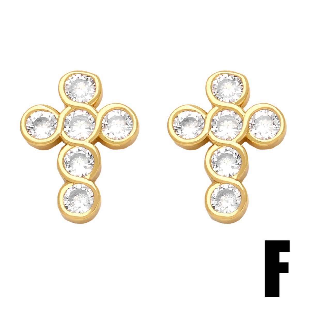 COLORED ZIRCON CROSS EARRINGS_CWAJE0987