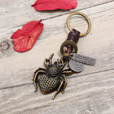 Vintage Alloy Spider Cowhide Keychain_Cwmm4785