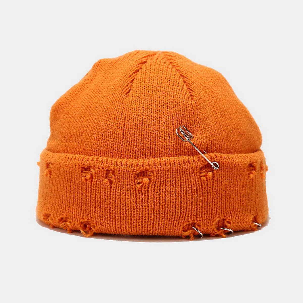 Cwah3168_New Style Iron Ring Pin Hole Wool Knitted Hat
